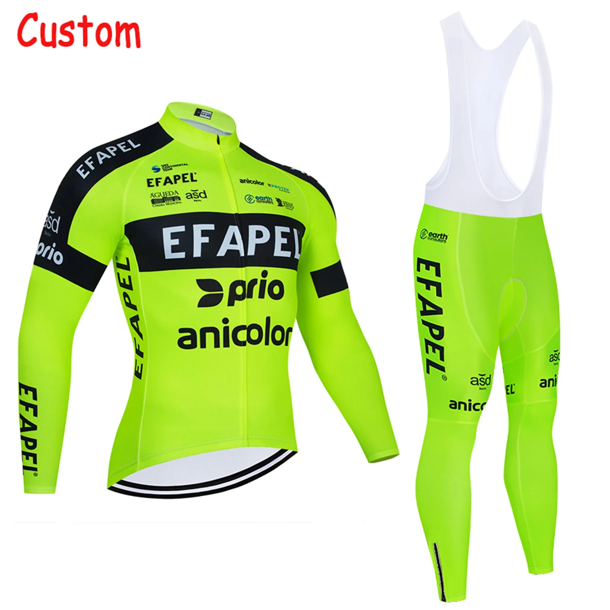 Portogallo Team 2024 EFAPEL Cycling Jersey Winter Bike JACKET Set
