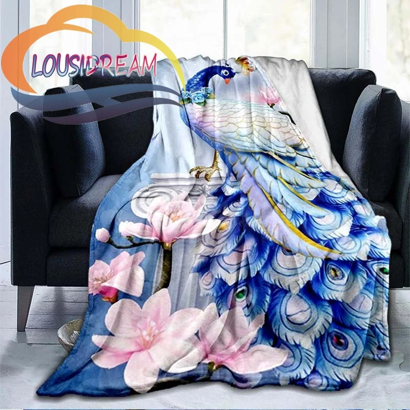

Animal Blanket Peacocks and Tigers Print All Season Lightweight Plush Cozy Super Soft Luxury Couch Sofa Bed