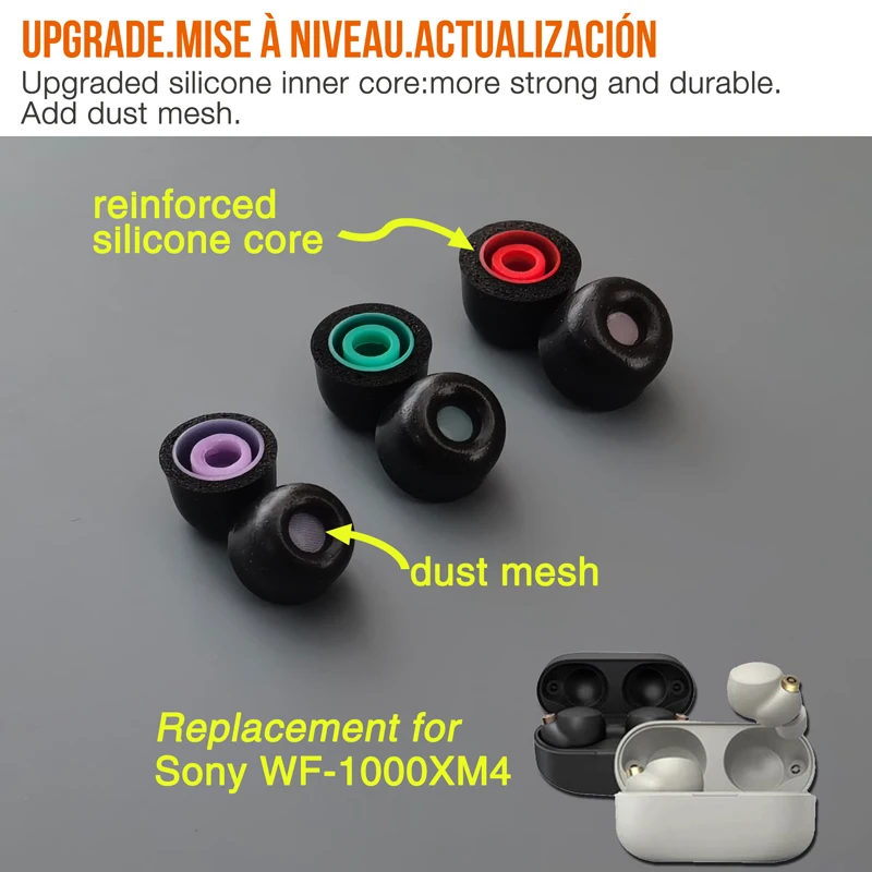 Upgrade * Memory Foam Eartips replacement for Sony WF-1000XM4 & WF-1000XM5 Earphone Ear Tips Earpad by