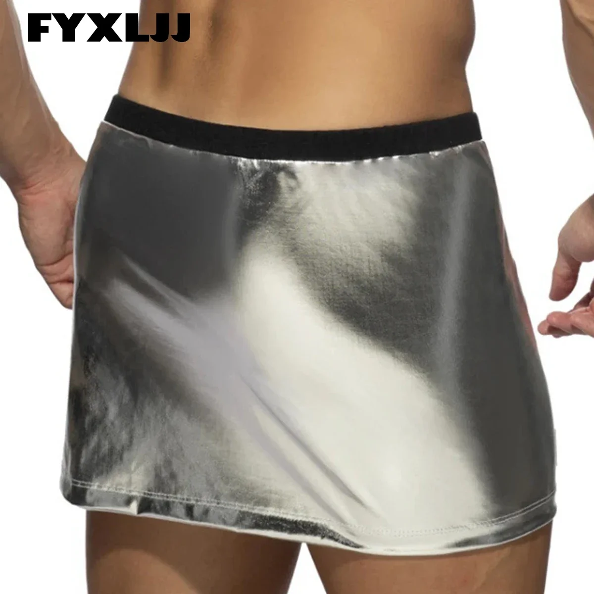 

FYXLJJ Sexy Mens Casual Lounge Home Underwear Nightdress Leather Mini Skirts Nightclub Wear Erotic Bath Skirt Gay Male Miniskirt