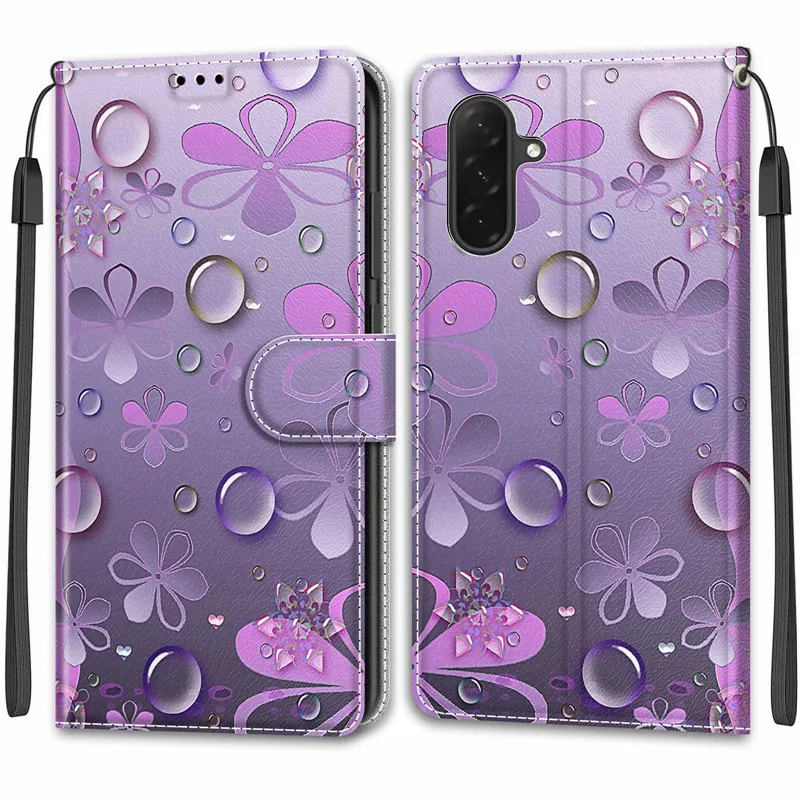 Floral Pattern Leather Wallet Flip Case with Stand Feature - 2025 Edition