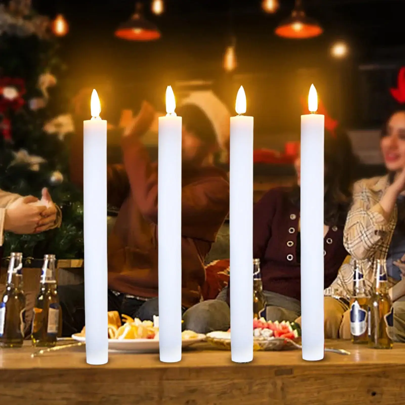 Faux LED Candles LED Electric Candles With 10-Key Remote Control Decorative Atmosphere Light Table Ornament For Fireplace