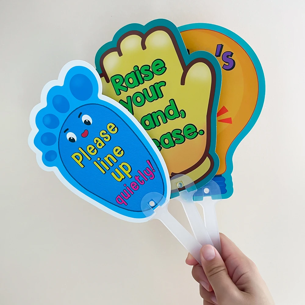 8Pcs Classroom Management Signs Handheld Teacher Paddles 5