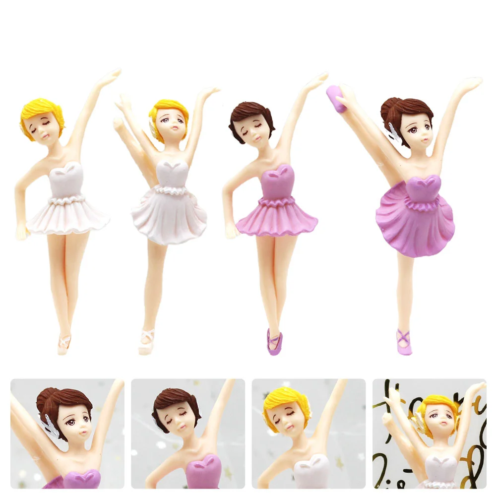 

4Pcs Cartoon Cake Topper Cake Ornament Birthday Props (White, Purple)