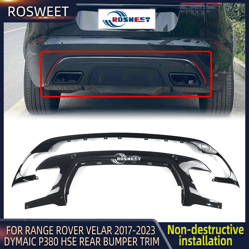 

ROSWEET For Land Rover Range Rover Velar Dymaic P380 HSE L560 2017-2023 Rear Bumper Trailer Lower Trim Car Accessories