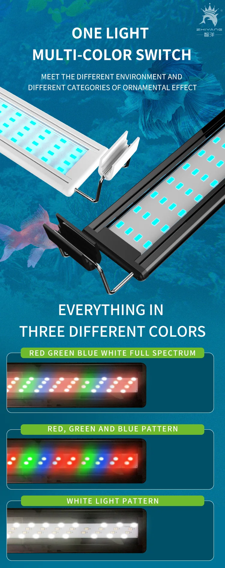 Aquarium LED Light Super Slim Fish Tank Aquatic Plant Grow Lighting Waterproof Bright Clip Lamp RGB LED 20-63cm for Fish Tank