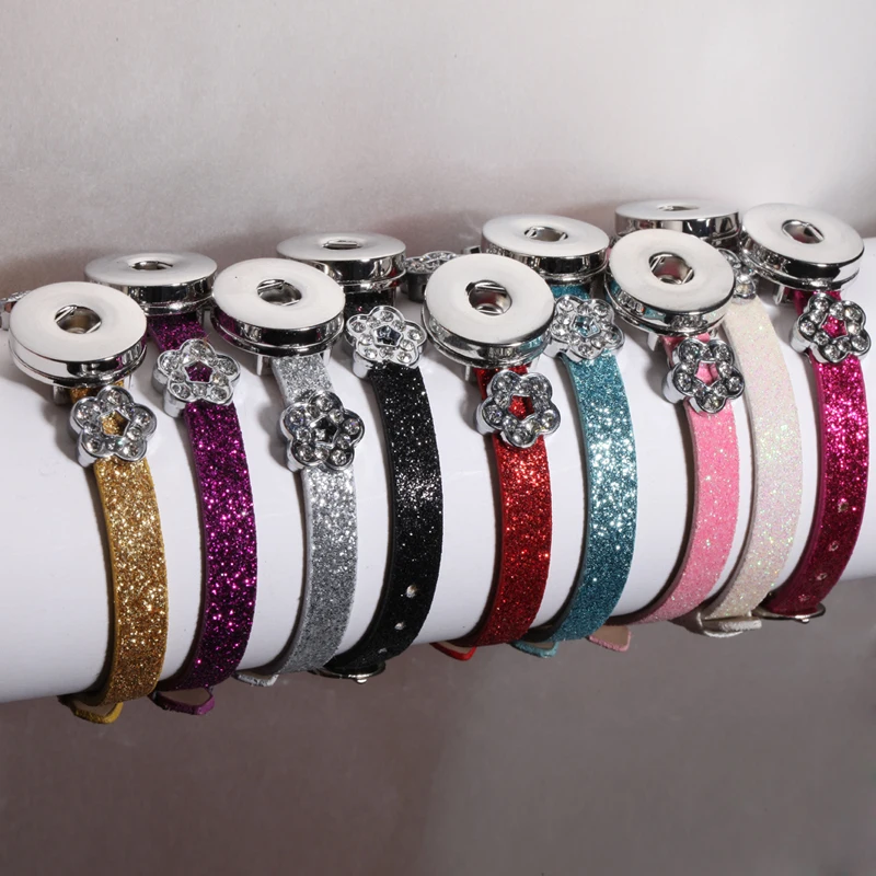 Snap Jewelry Beaded Braided Leather 18mm Snap Button Bracelet 10pcs/lot DIY Interchangeable Charms Bracelet Handmade Bracelet Jewelry