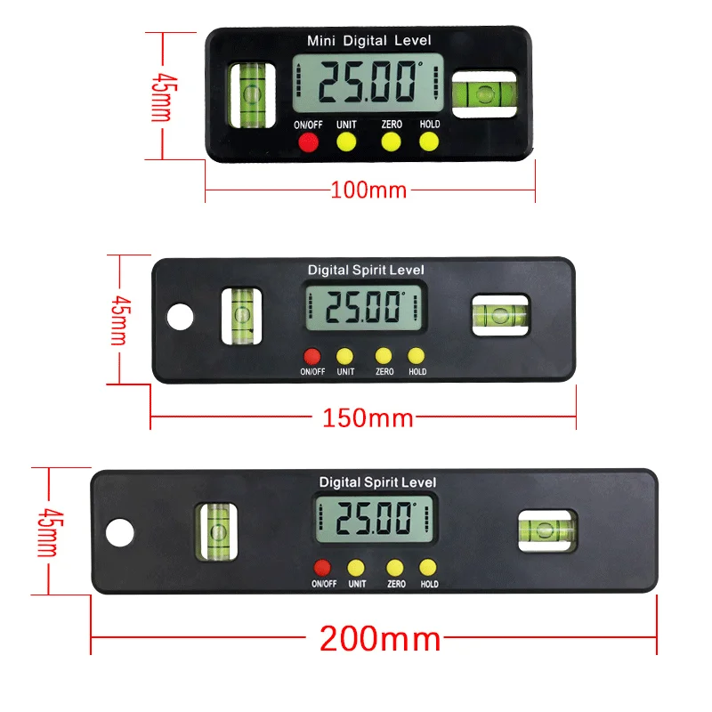 100mm 150mm 300mm digital protractor Angle Finder inclinometer electronic level magnetic bottom angle tool With Level bubble