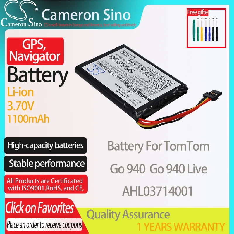 CameronSino Battery for TomTom Go 940 Go 940 Live fits TomTom AHL03714001  GPS,Navigator battery 1100mAh 3.70V Li-ion Black - AliExpress