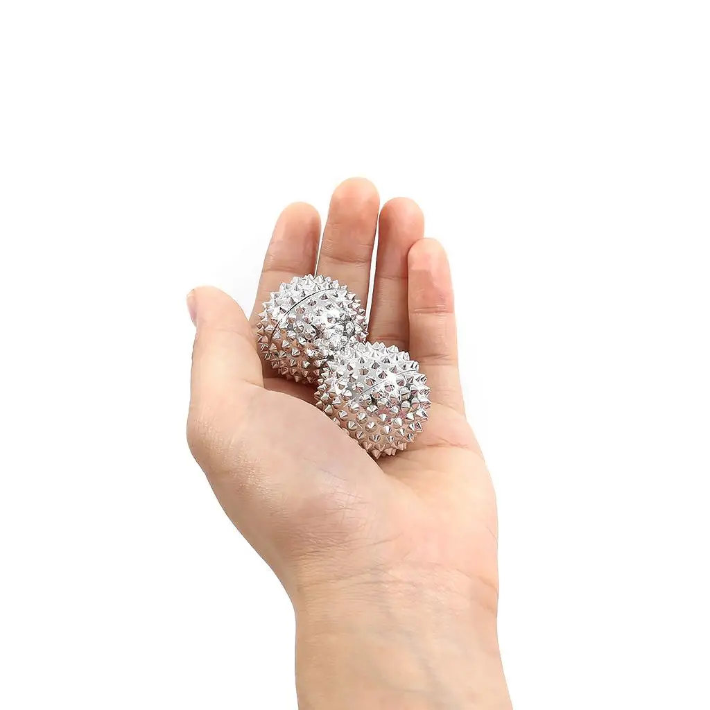 

3 Pieces Spiky Roller Hand Palms Back Acupressure Massage Ball Release Tension, Muscles - Sliver
