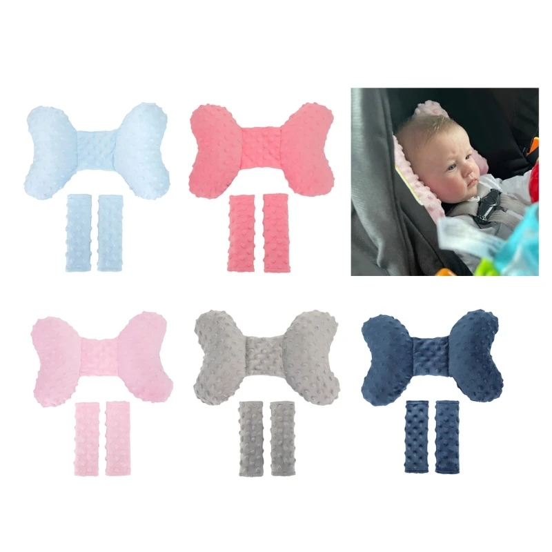 

Baby Car Safety Soft Sleeping Head Support Pillow with Matching Belt Strap Covers Baby Carseat Neck Protection Headrest