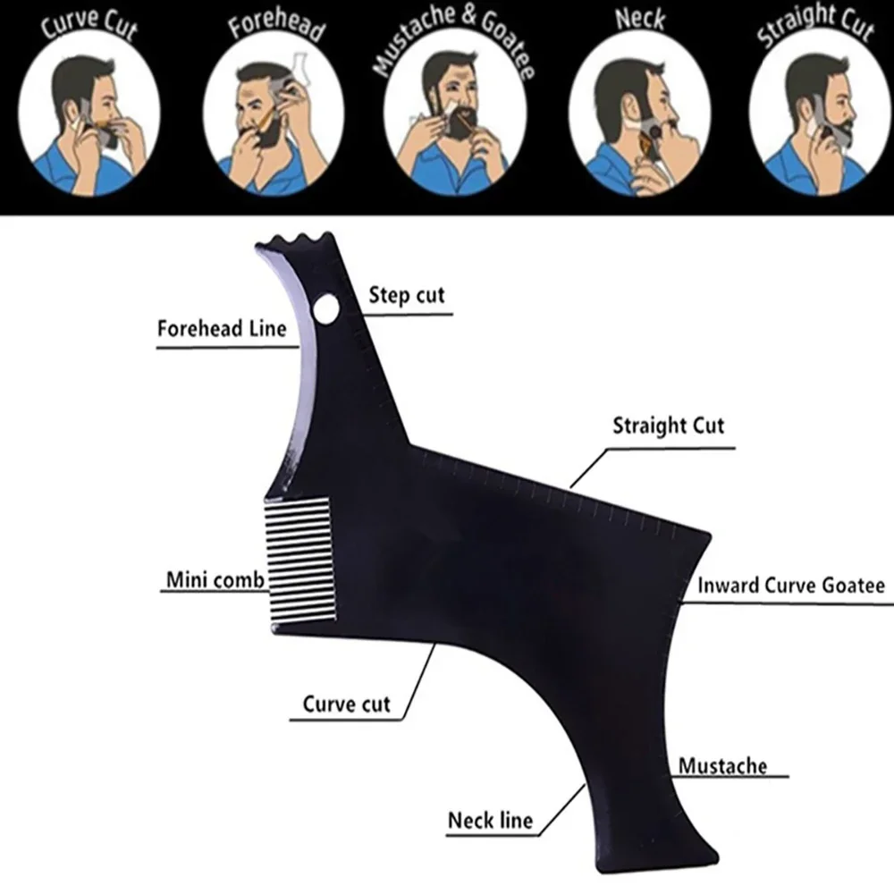 Men Beard Comb Beard Care Shaping Styling Template Comb Stencil for Men's Beards Trim Combs Lightweight Flexible ruler combs