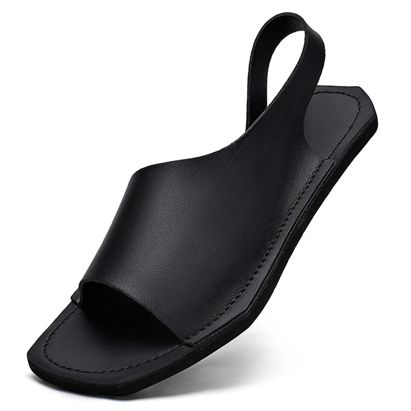 Designer Leather Sandals For Men Casual Summer Beach Slides_voghion.com