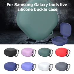 For Samsung Galaxy Buds 2/Buds Live Silicone Bluetooth-compatible Headset Protective Case Skin with Earphone Hook