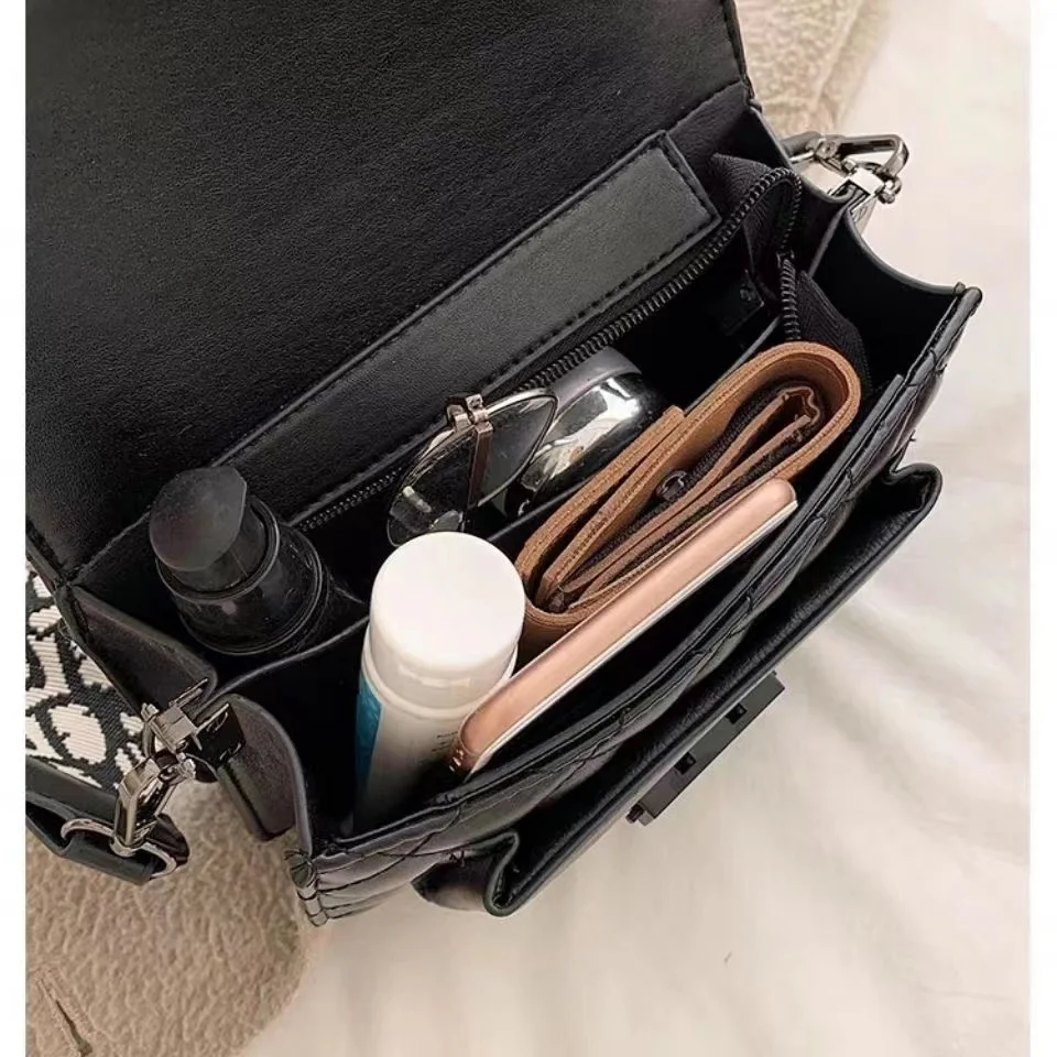 New Fashion Luxury Women Handbags Wide Shoulder Strap Bag Crossbody Bags Chain Rhombus PU Leather bag accessories leather handbag women handbags crossbody bags