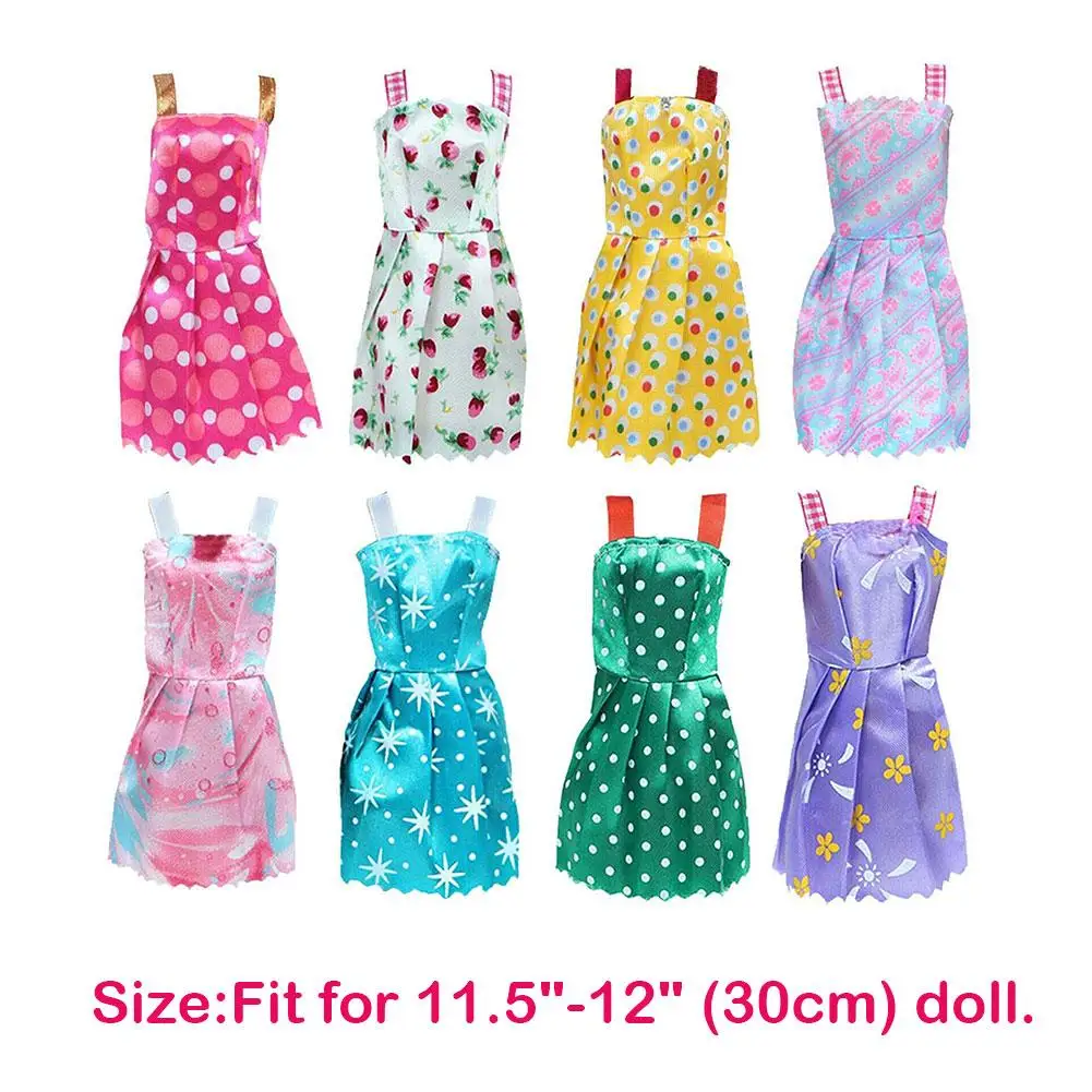 35종/세트 인형 액세서리 10가지 믹스 패션 귀여운 드레스 10켤레 신발 4개 안경 6개 목걸이 2개 핸드백 3개 왕관 바비 인형용 드레스업 세트