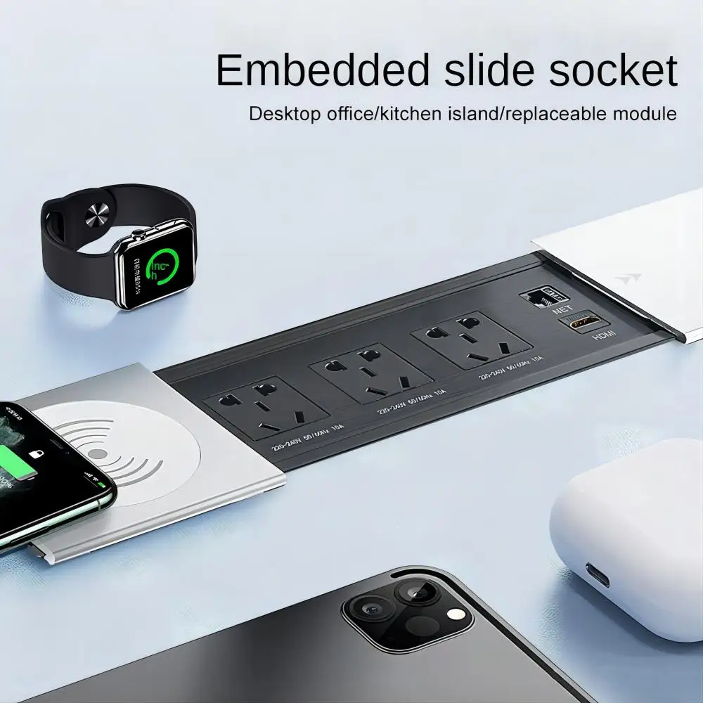 MANLEIKE-enchufe oculto de mesa, toma de corriente para escritorio,  oficina, conferencia, con USB, carga inalámbrica, red, Hdmi - AliExpress, image size:1000x1000