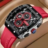 CURREN Square  Quartz Wristwatches Silicone Straps Men's Watches With Auto Date Casual Chronograph Waterproof Luminous Clock Mal