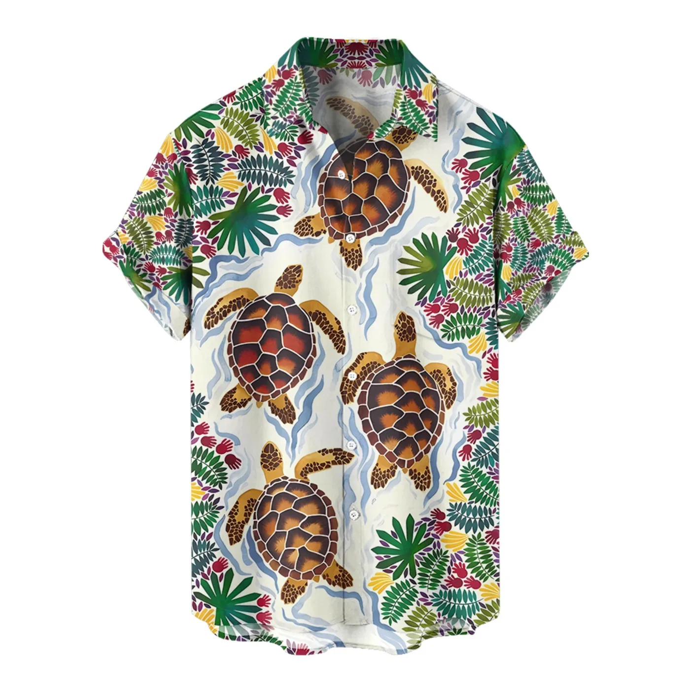 

Men's Polyester Short Sleeve Button Up Shirts for Summer Holidays