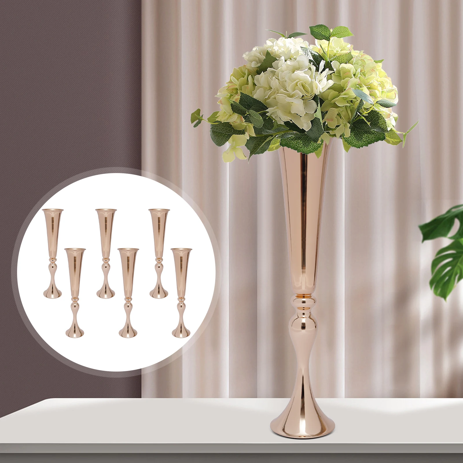 

Metal Trumpet Vase Road Lead Wedding Party Dinner Centerpiece For Anniversary Ceremony Party Birthday Event Decor