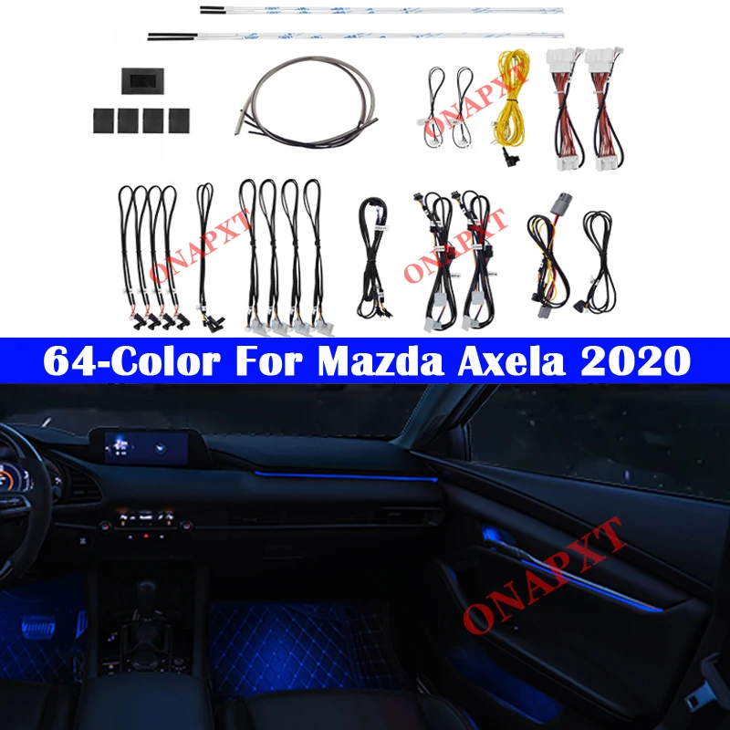 

Auto Car For Mazda 3 Axela 2017-2020 Button Control Decorative Ambient Light 64-Color Set Atmosphere Lamp illuminated LED strip