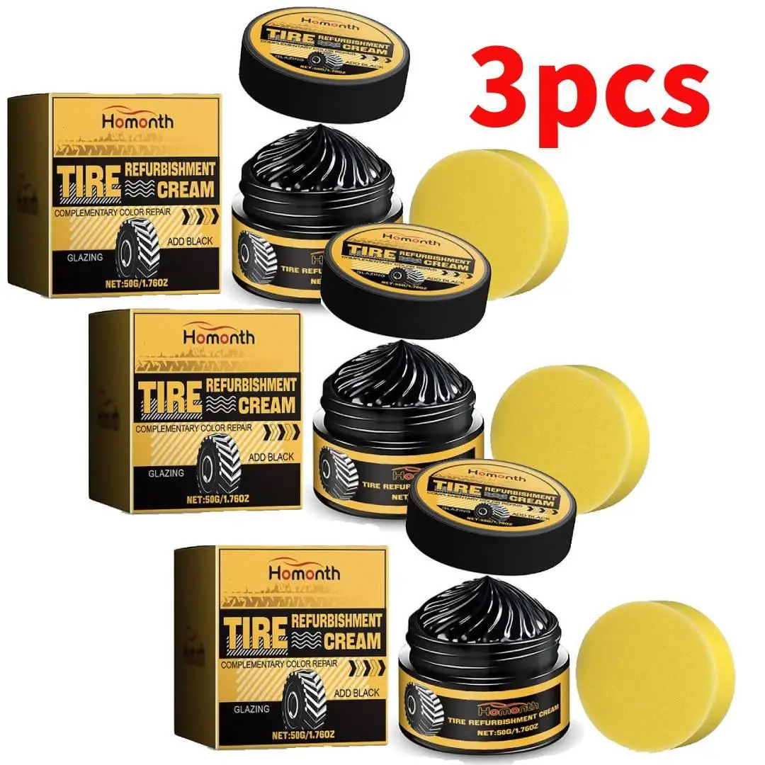 3pcs Tire Coating Wax Car Tire Retreading And Film Plating Cream Shine Coating Wax Auto Rubber Parts Shiny Paste Anti-Aging