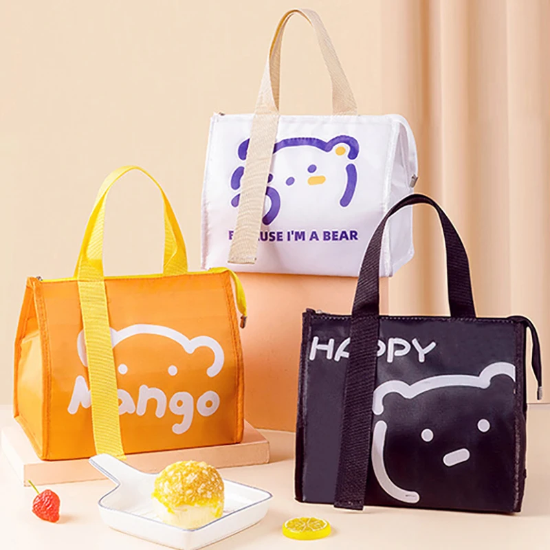 Lovely Cartoon Portable Thermal Lunch Box Bags Food Storage Handbags Travel Picnic Pouch Insulated Cooler Bento Bag