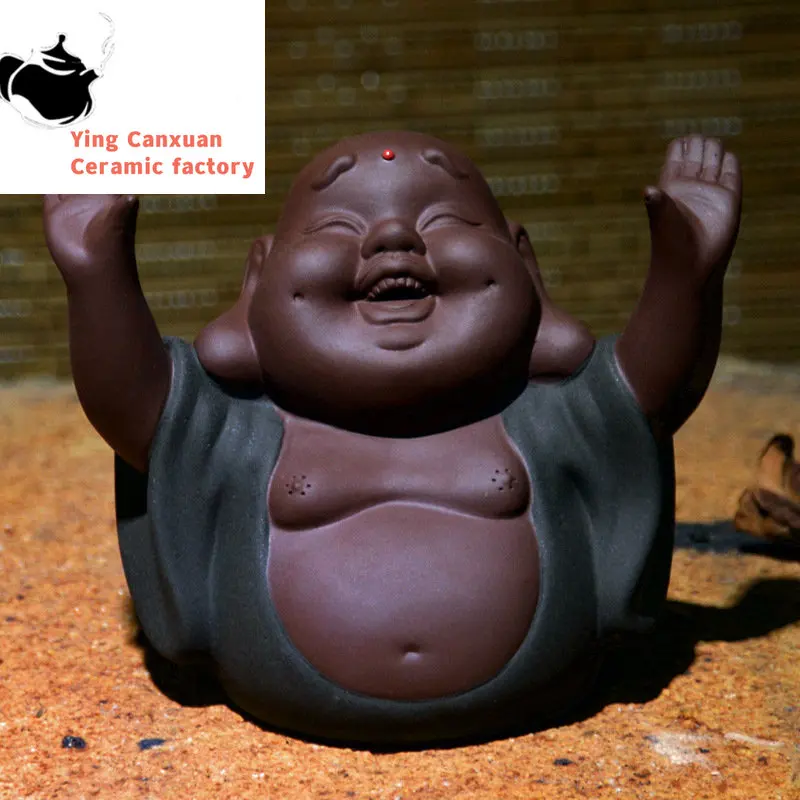 

Boutique Clay Tea Ornaments Happy Pen Rack Maitreya Tea Ornaments Tea Set Accessories Tea Decoration Mini Tea Set Tea Pet