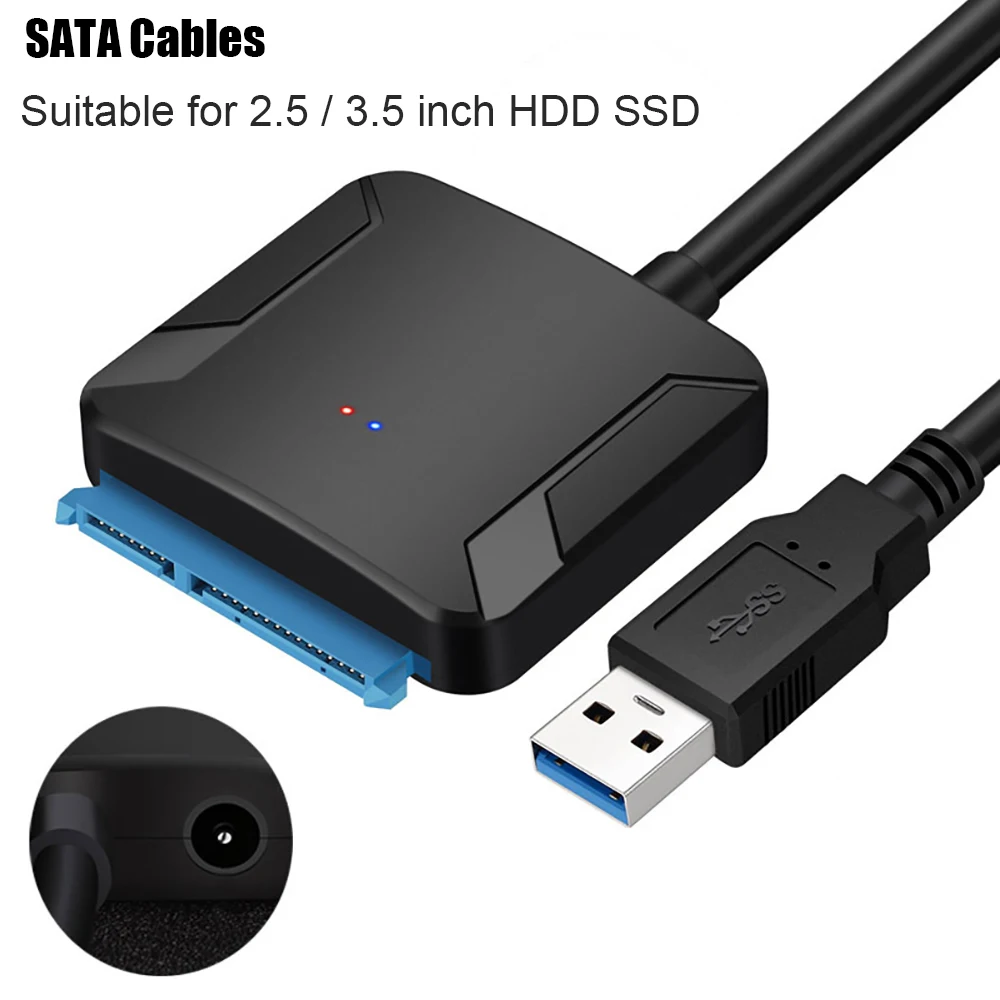 USB 3.0 to SATA Cable, External Hard Drive Disk Adapter, 6Gbps High-Speed  Adaptor With Power Supply Port Fit for 2.5 3.5 HDD/SSD