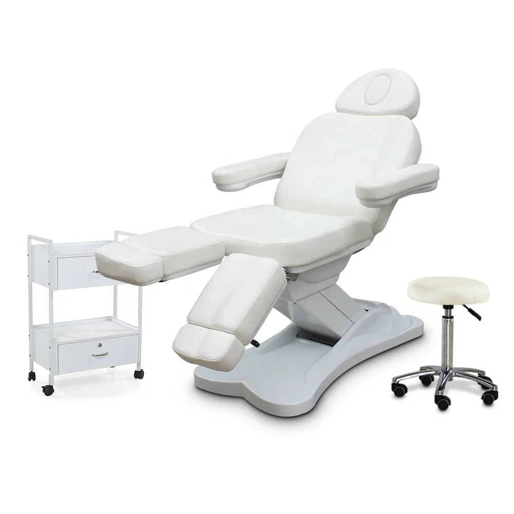 2 Electric Motors White Beauty Treatment Massage Table Lift Facial Podiatry Tattoo Chair