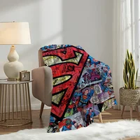 Cartoon Superhero comic Blanket Plush Nap Sofa rug S-Superman for Living Room Warm Office Bedroom Birthday Home Travel Kid Gifts 1