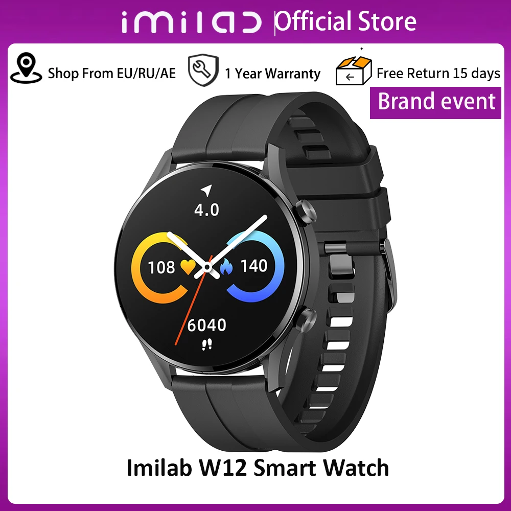 IMILAB W12 Smart Watch Man Woman Smartwatch Fitness Tracker Sleep Heart Rate Monitor IP68 Sport Watches Band For Iphone Xiaomi