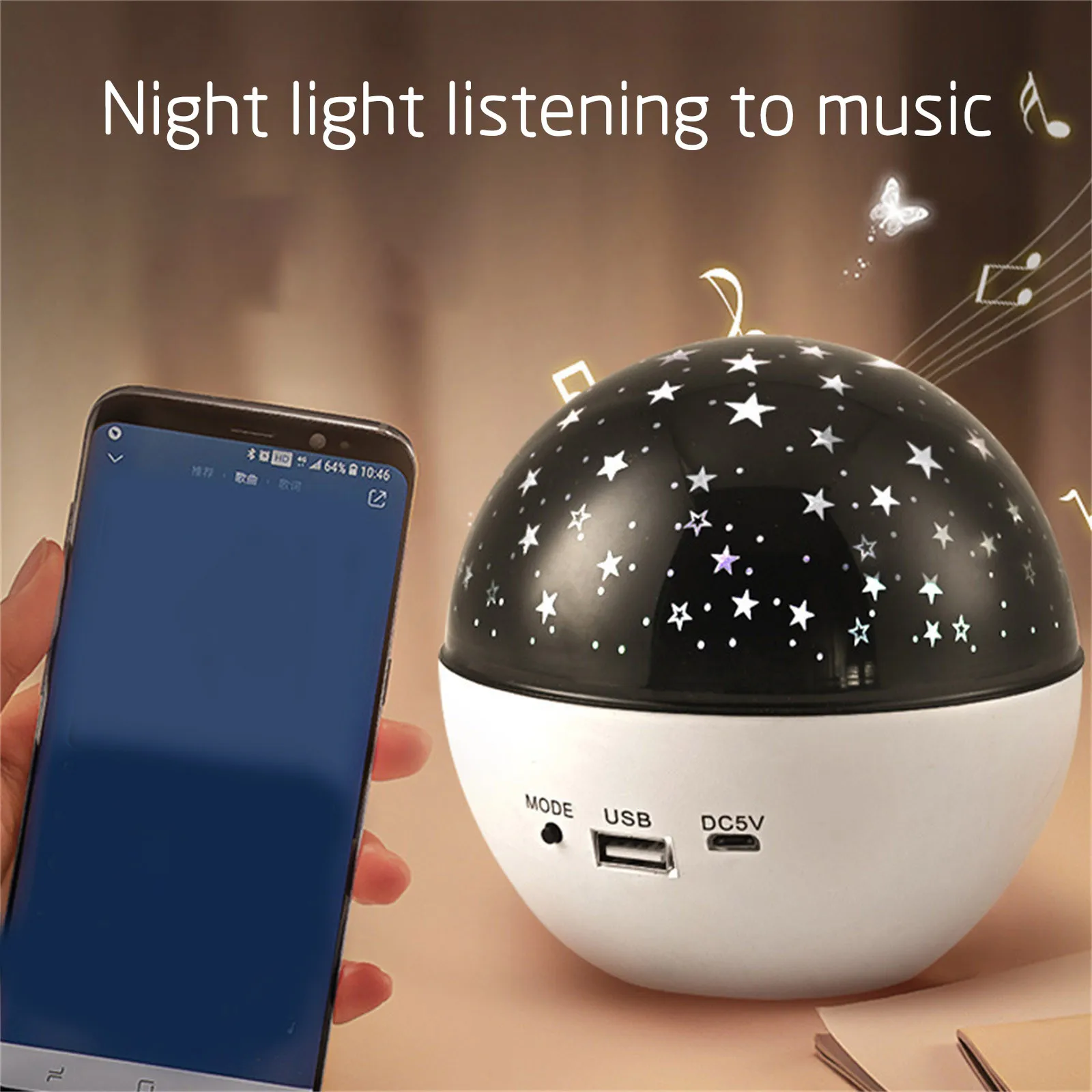 Usb Projection Lamp Magic Ball Light Sky Full Of Sky Projection Lighting Flashing Stage Atmosphere Night Lights For Bedroom wall night light