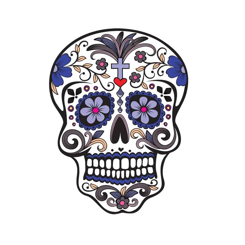 

JP Classic Car Decal for Mexican Sugar Skull romantic purple reflective PVC waterproof cover sticker, 9cm * 12cm