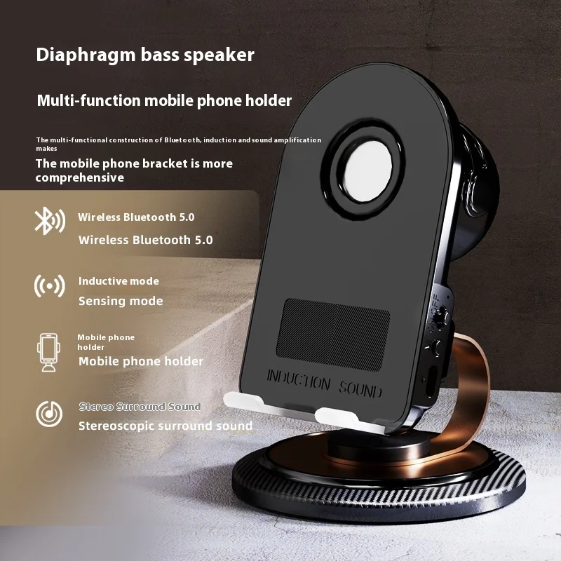 Basix Induction Speaker Phone Holder Multi-functional Wireless Induction Audio Phone Holder for iPhone Android Inductio Playback