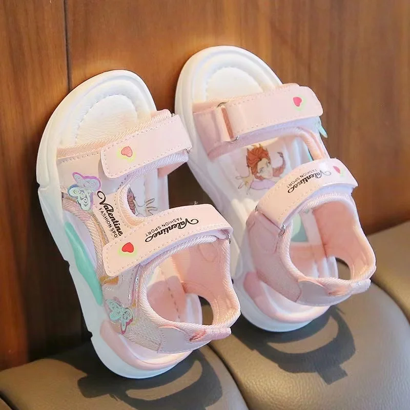 

Girls Sandals Gladiator Cartoon Sweet Soft Children Beach Shoes Kids Summer Floral Sandals Princess Shoes Fashion Cute 2024 New