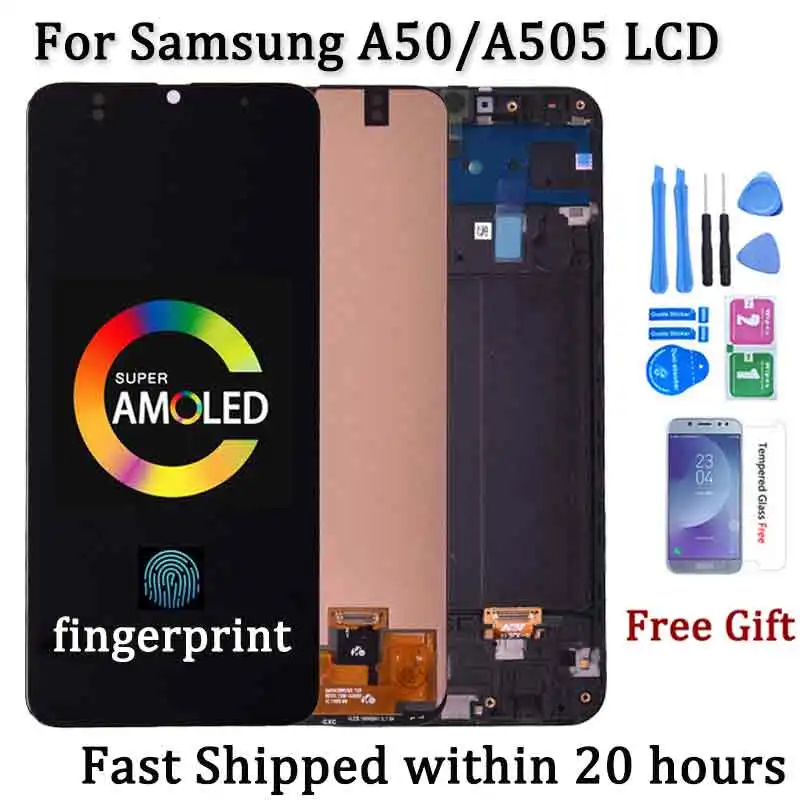 Super AMOLED для Samsung A50 SM-A505FN/DS A505F/DS A505 ЖК-дисплей с сенсорным экраном дигитайзер для Samsung A50 LCD