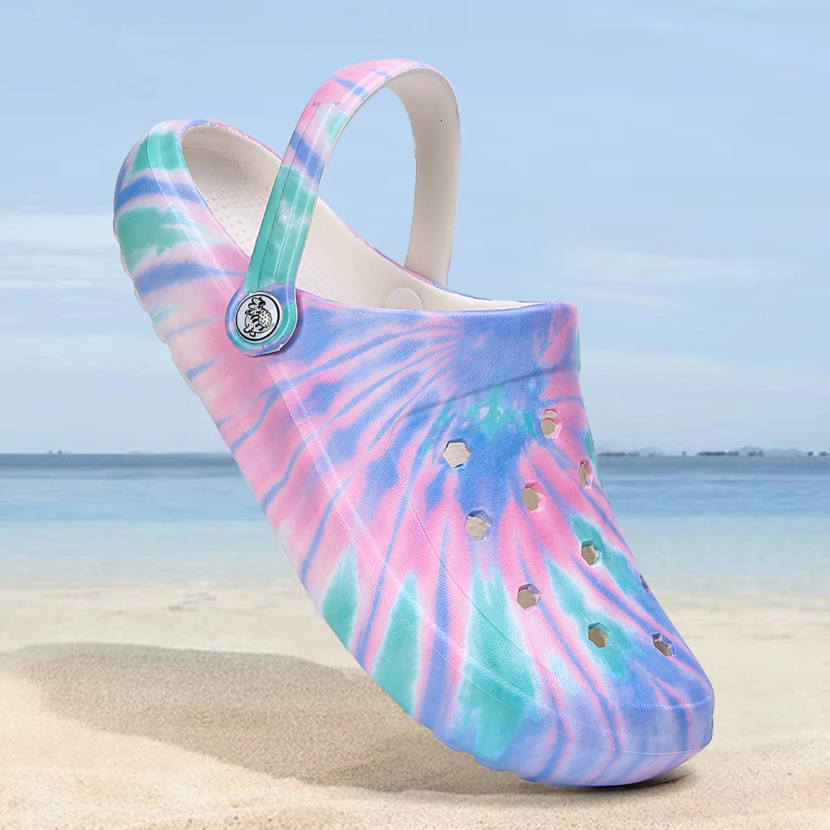 Women's Tie-Dye Garden Clogs - Slip On Lightweight Non-Slip Outdoor & Indoor Shoes