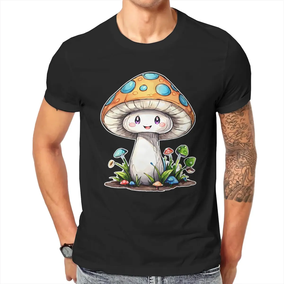 

Magic Mushroom TShirt for Men Little Soft Casual Tee T Shirt Novelty New Design Fluffy