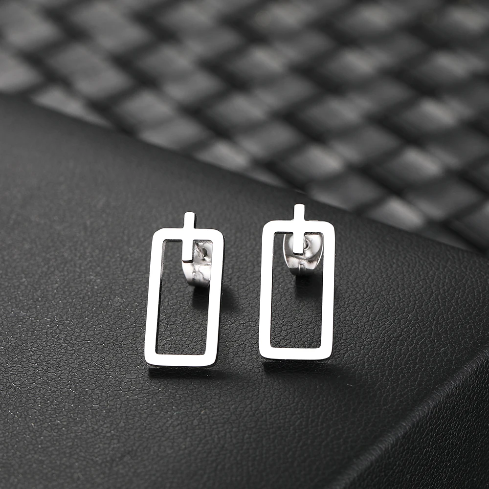 Trend Minimalist Rectangle Korean Fashion Unusual Stud Earrings - Image 3