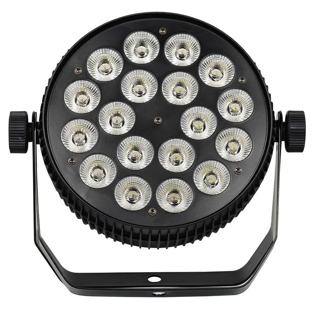 알루미늄 합금 무대 파 라이트, 평면 파 라이트, DMX512 무대 워시 벽 램프, 18x18w RGBWA UV, 6in 1 LED 파 라이트