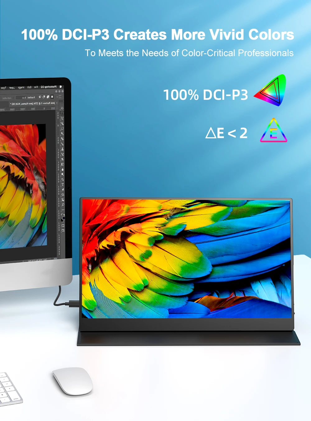 Uperfect 15.6 QLED ޴  FHD 1080P 500 NITS 100% DCI-P3 10 Ʈ ȭ HDR FREESYNC EYECARE USB C  ÷ ĵ Ӹ ʴ