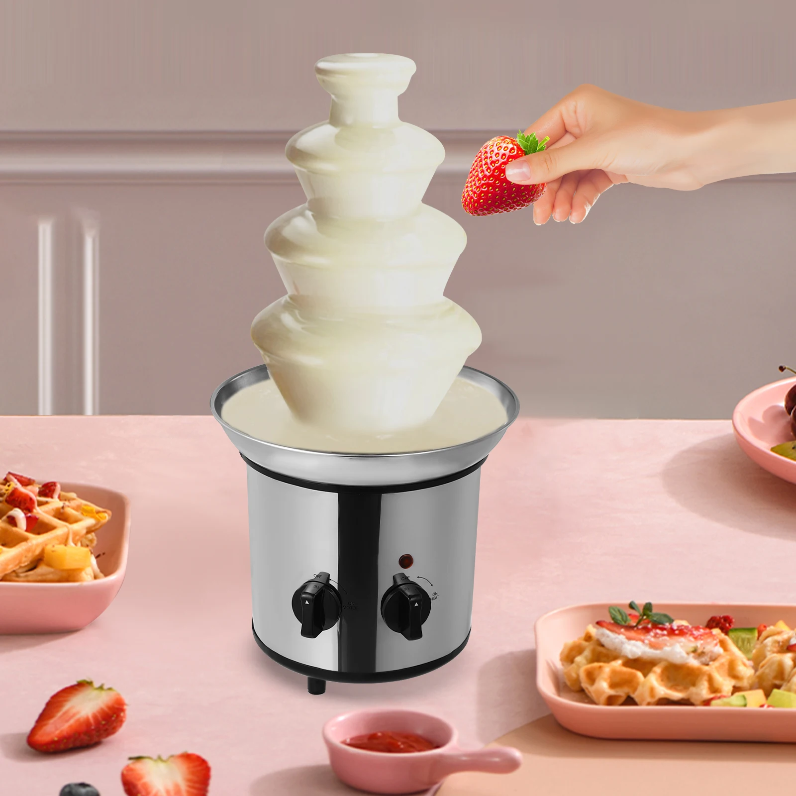 4-Tier Chocolate Fountain Machine Electric Chocolate Melting Fountain Machine for Cafes Hotels Weddings Birthdays