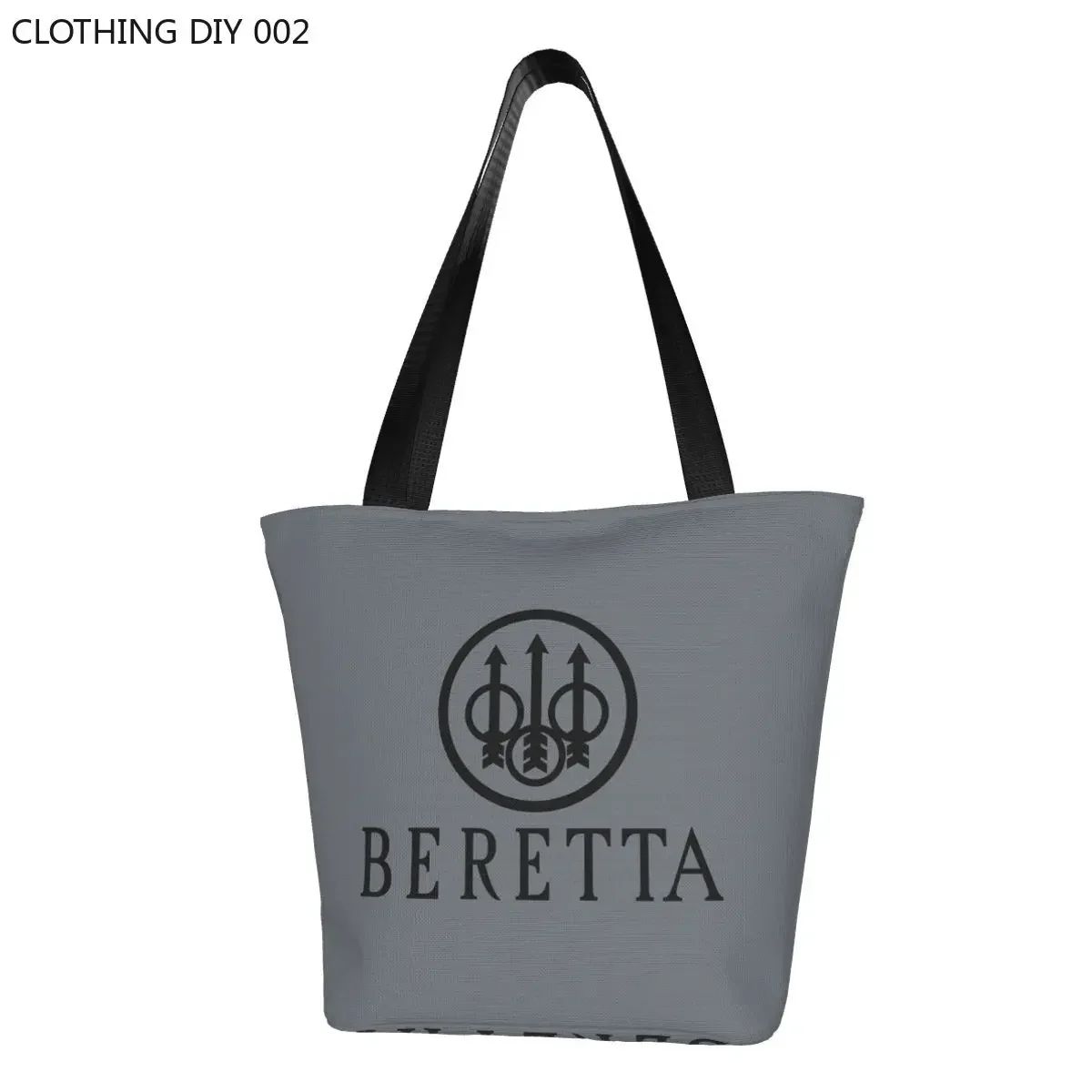 

Custom Beretta Canvas Shopping Bag Women Recycling Grocery Military Gun Gift Tote Shopper Bags