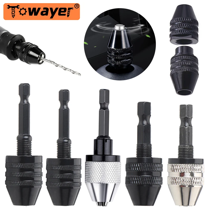 Keyless Drill Chuck Mini Electric Drill Bits Hex Shank Quick Change