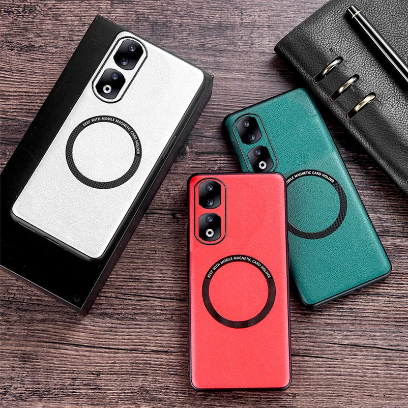 

Чехол с беспроводной зарядкой для Honor 90 Pro Magsafe, магнитный Ударопрочный Мягкий чехол из искусственной кожи для Huawei Honor X7A, X8A, X9A