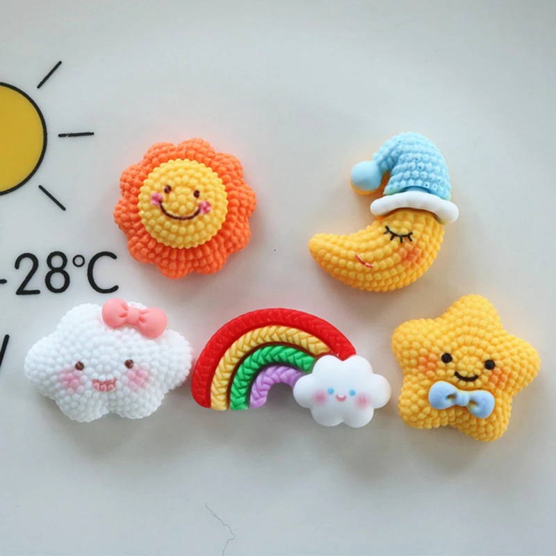 10 Pcs New Cute Resin Mini Cartoon Rainbow, Cloud Series Kawaii Flat Back Cabochon Scrapbook Accessori Per Abbellimenti Fai Da Te