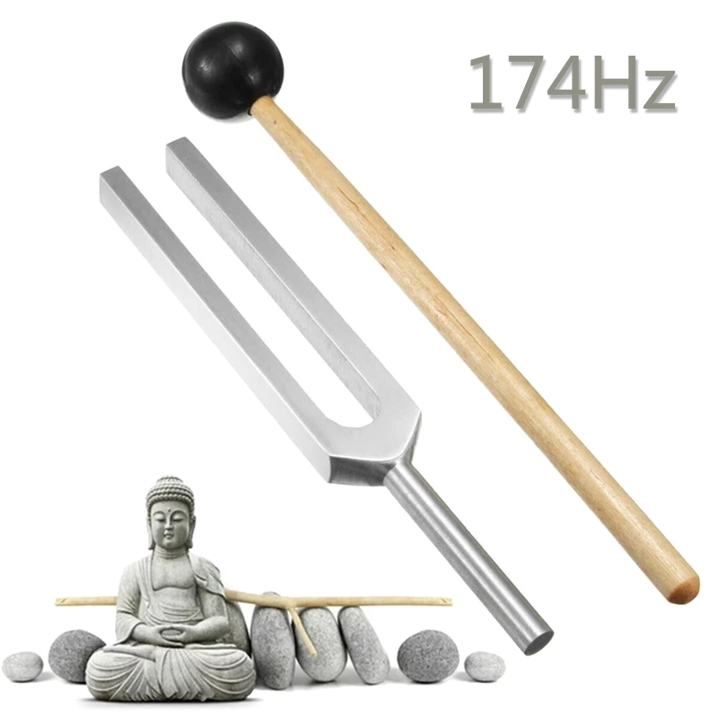 Tuning Fork 174 Hz Weight Aluminum Nerve/Sensory with Silicone Hammer Musical Instrument Non-Magnetic For DNA Repair