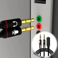 3.5mm 2 in 1 Headphone Microphone Audio Converter Splitter Adapter Y Cable Dual 5