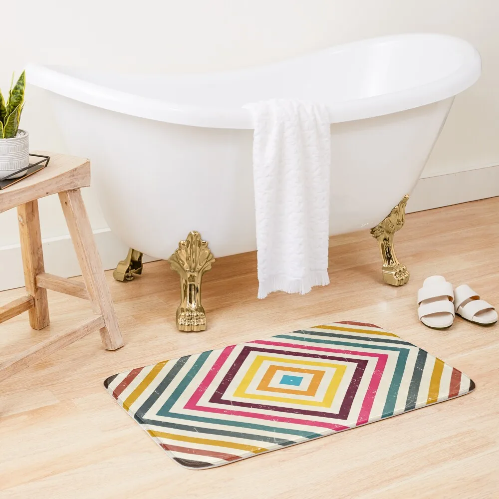 

Retro colorful stripe with grunge Bath Mat Carpet For Shower Bathtub Carpet Mats In The Bathroom Mat